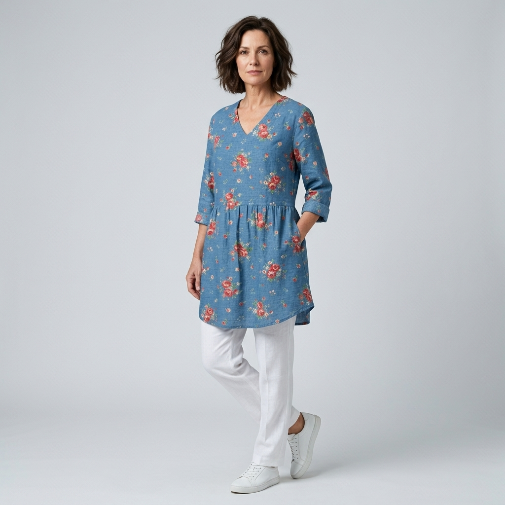 Melanie | Long Blouse with V-Neck