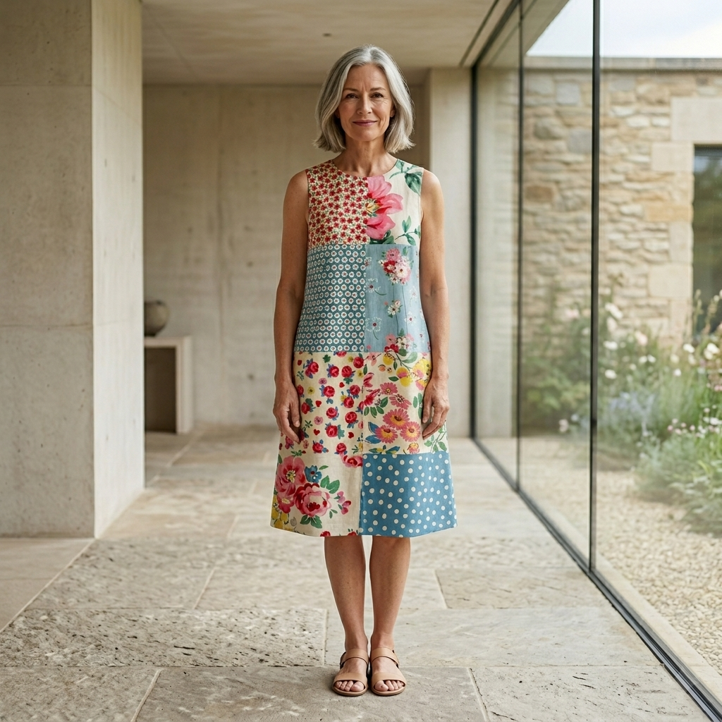 Anna | Patchwork Print Midi Dress