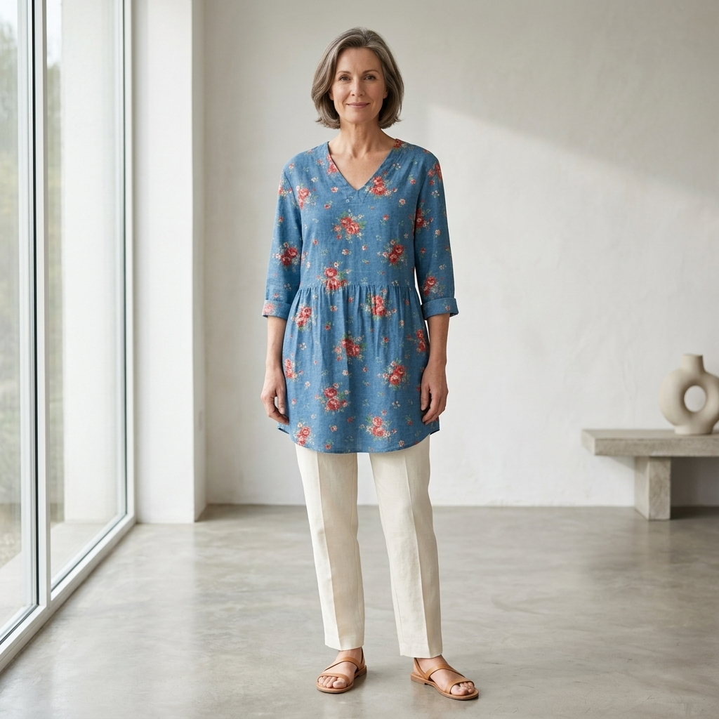 Melanie | Long Blouse with V-Neck