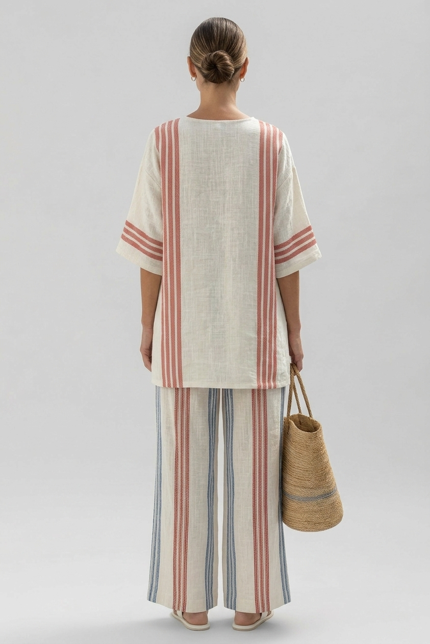 Solvane | Striped Top Pants Set