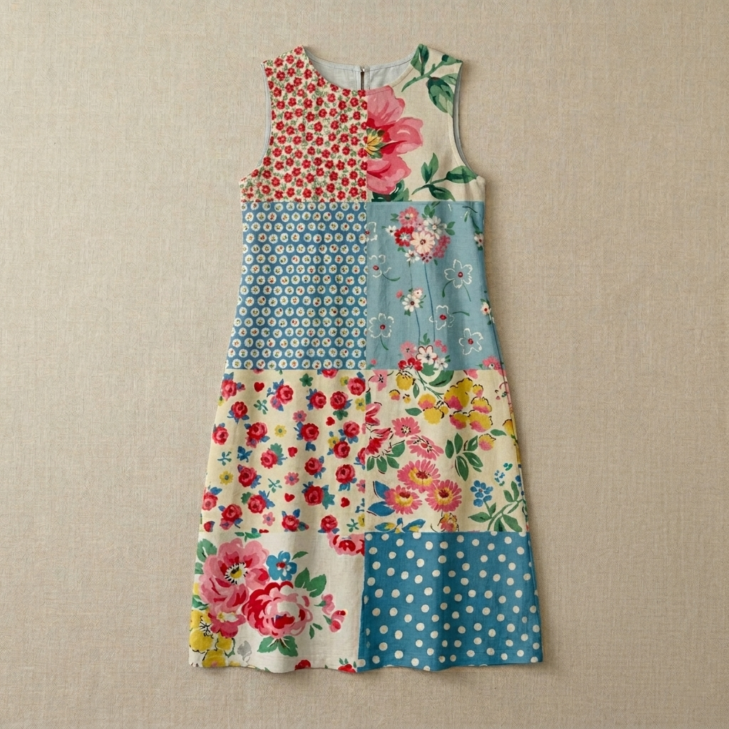 Anna | Patchwork Print Midi Dress