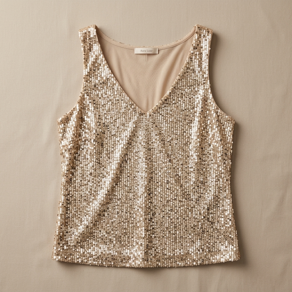 Grace | Glitter Sequin V-Neck Tank Top