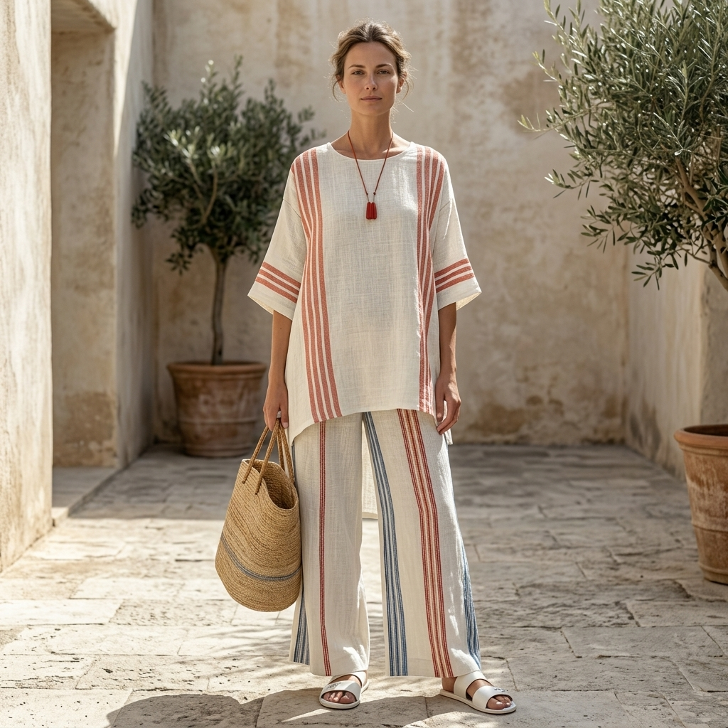 Solvane | Striped Top Pants Set
