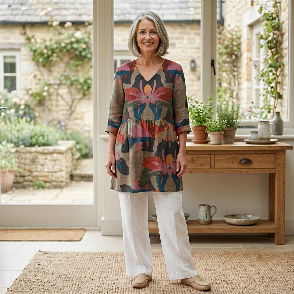 Sarah | Long Blouse with V-Neck