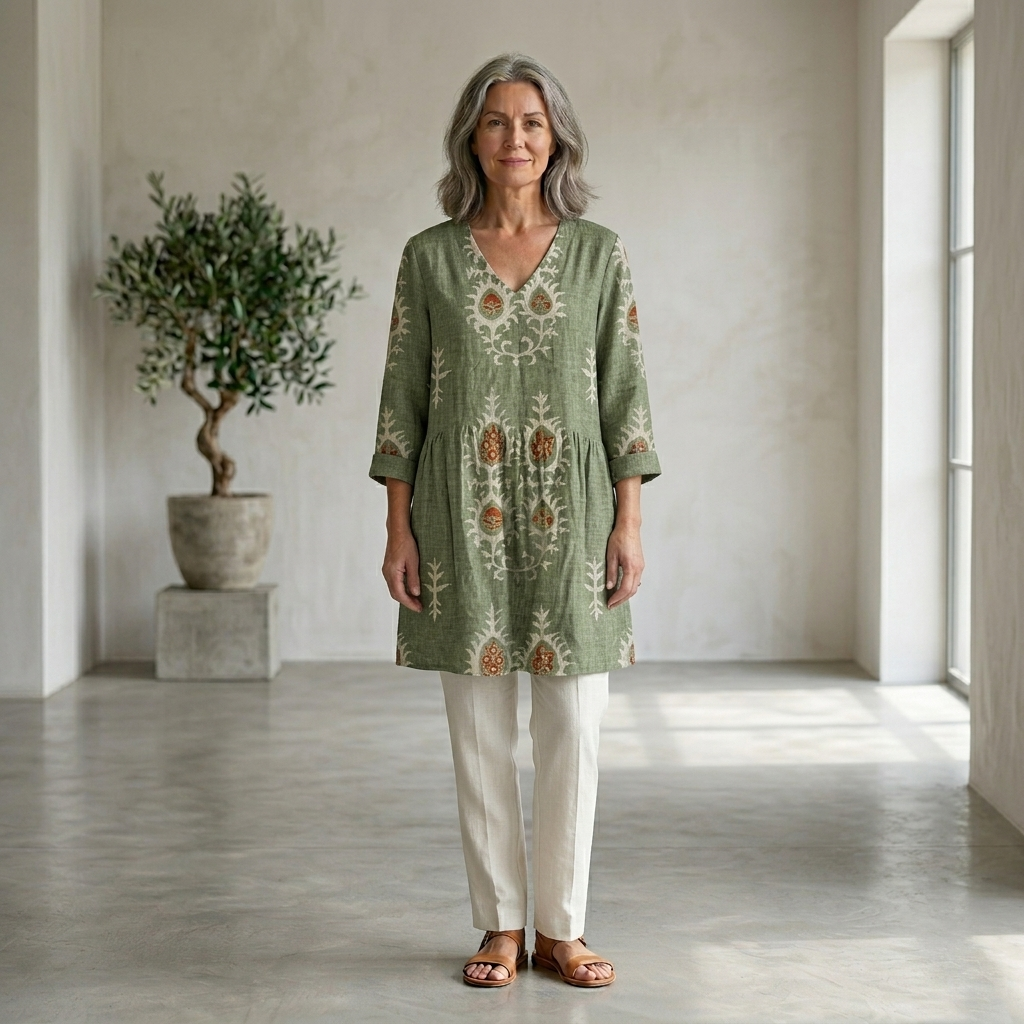 Elise | Elegant Long V-Neck Blouse