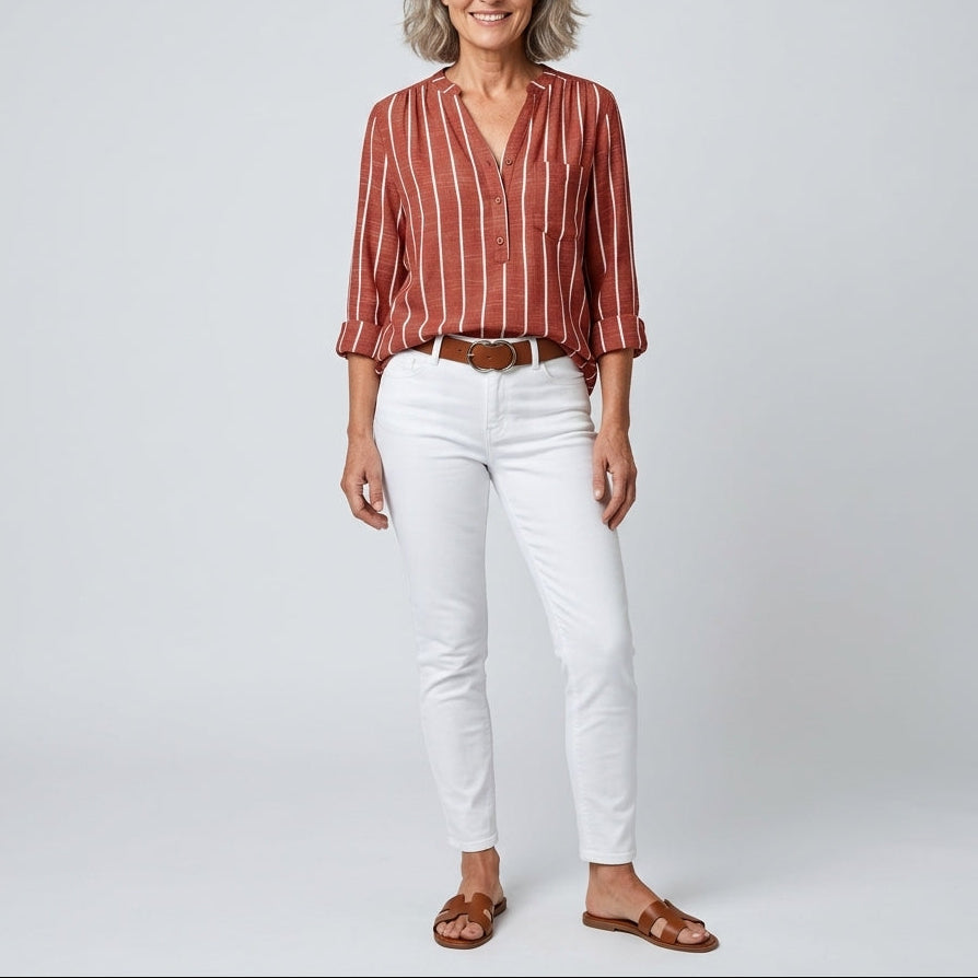 Lilac | Striped V-Neck Blouse