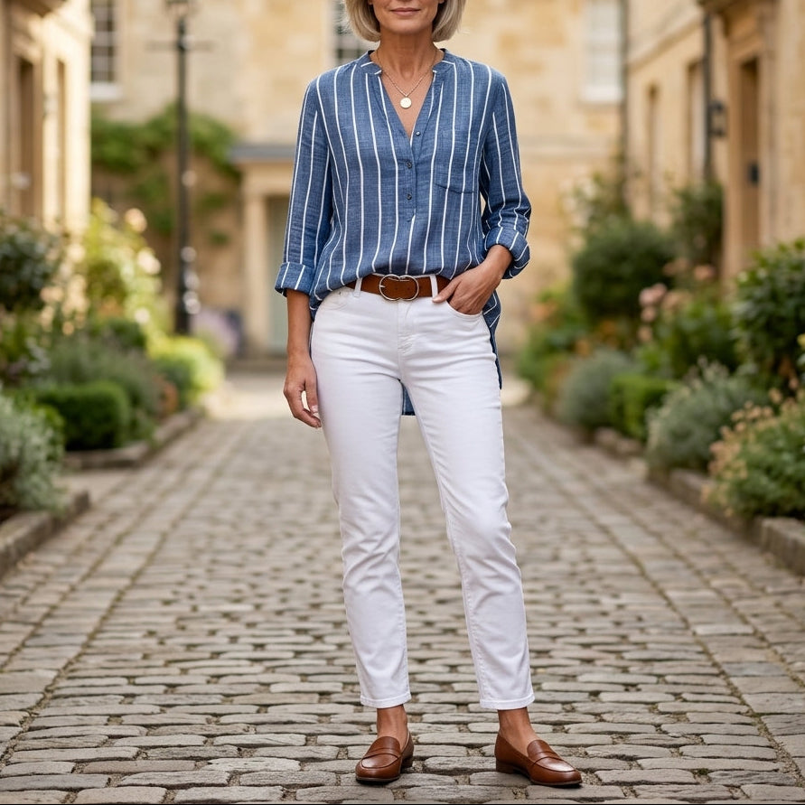 Lilac | Striped V-Neck Blouse
