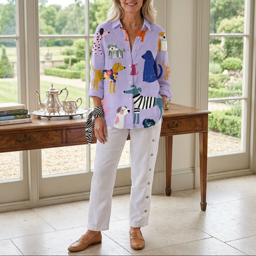 Florence | Playful Dogs Button Blouse