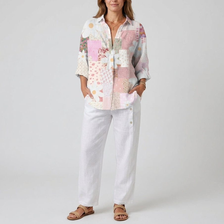 Fanny | Patchwork Daisy Button Blouse