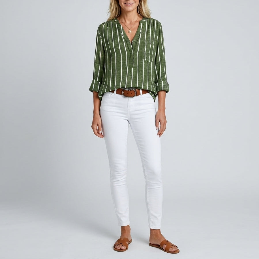 Lilac | Striped V-Neck Blouse
