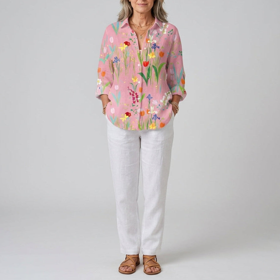 Fiona | Spring Garden V-Neck Blouse