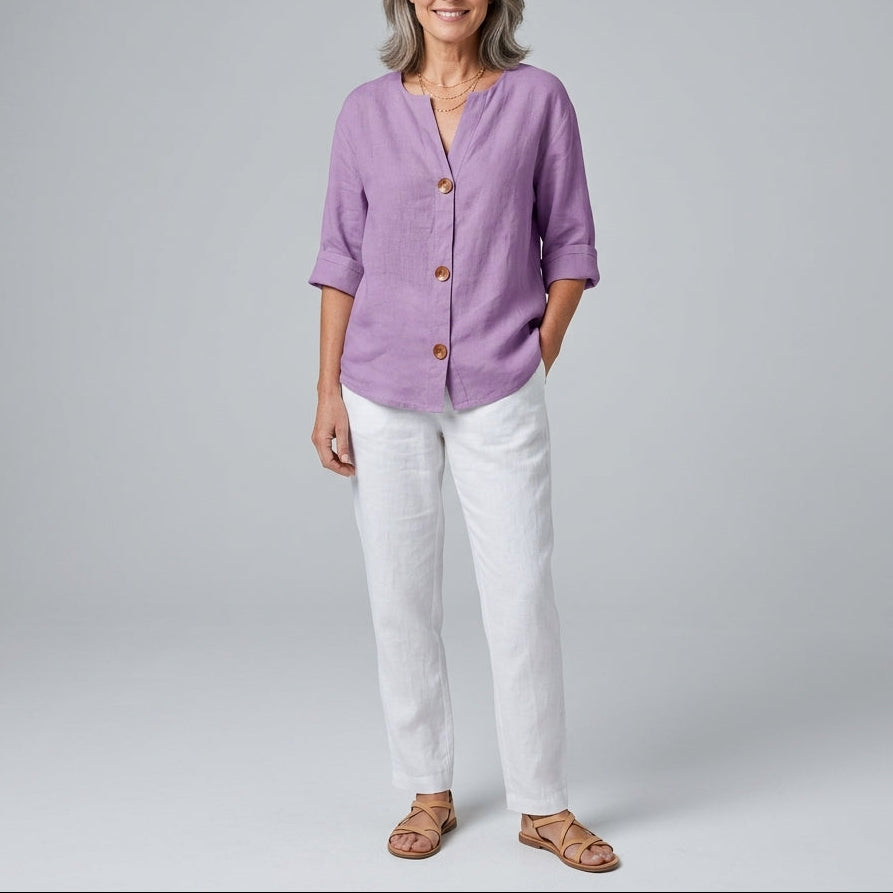 Olivia | Linen Loose Summer Blouse