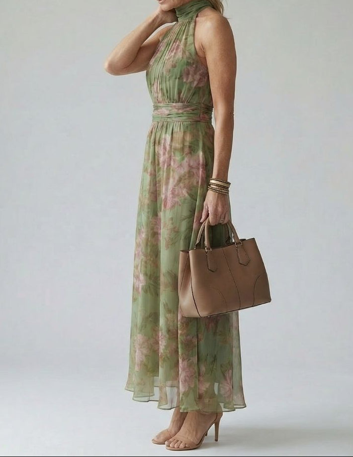 Mirelle | Gathered Halter Midi Dress