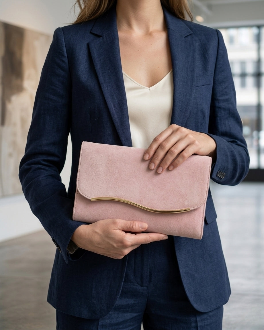 Noemi | Curved Metal Accent Envelope Clutch