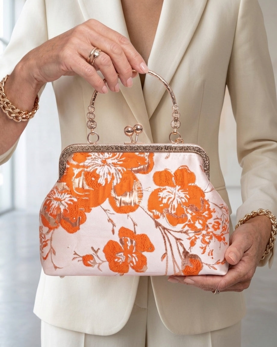 Isolde | Floral Embroidered Frame Chain Handbag