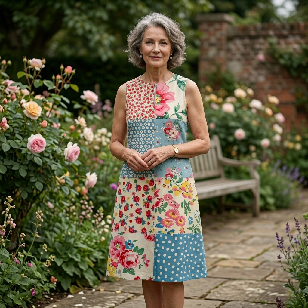 Anna | Patchwork Print Midi Dress