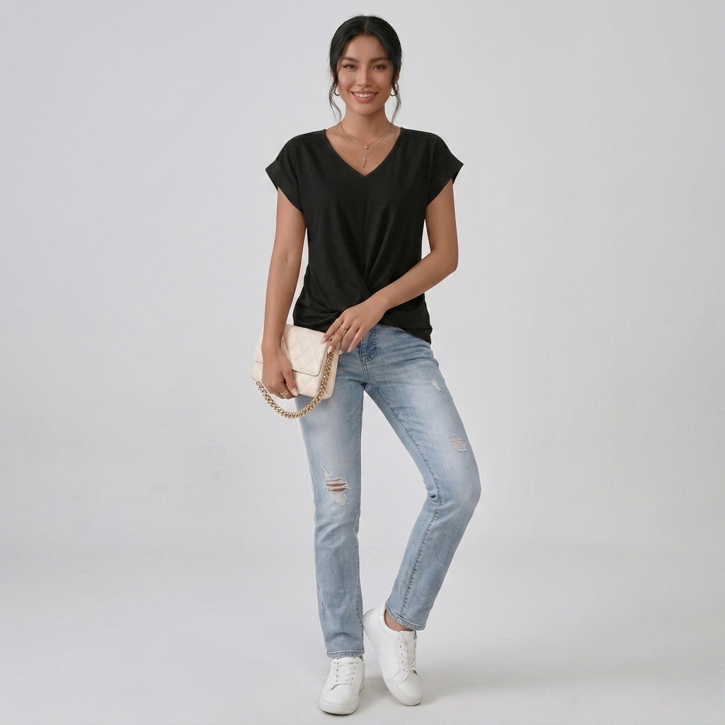 Meika | Twist Detail V-Neck Top