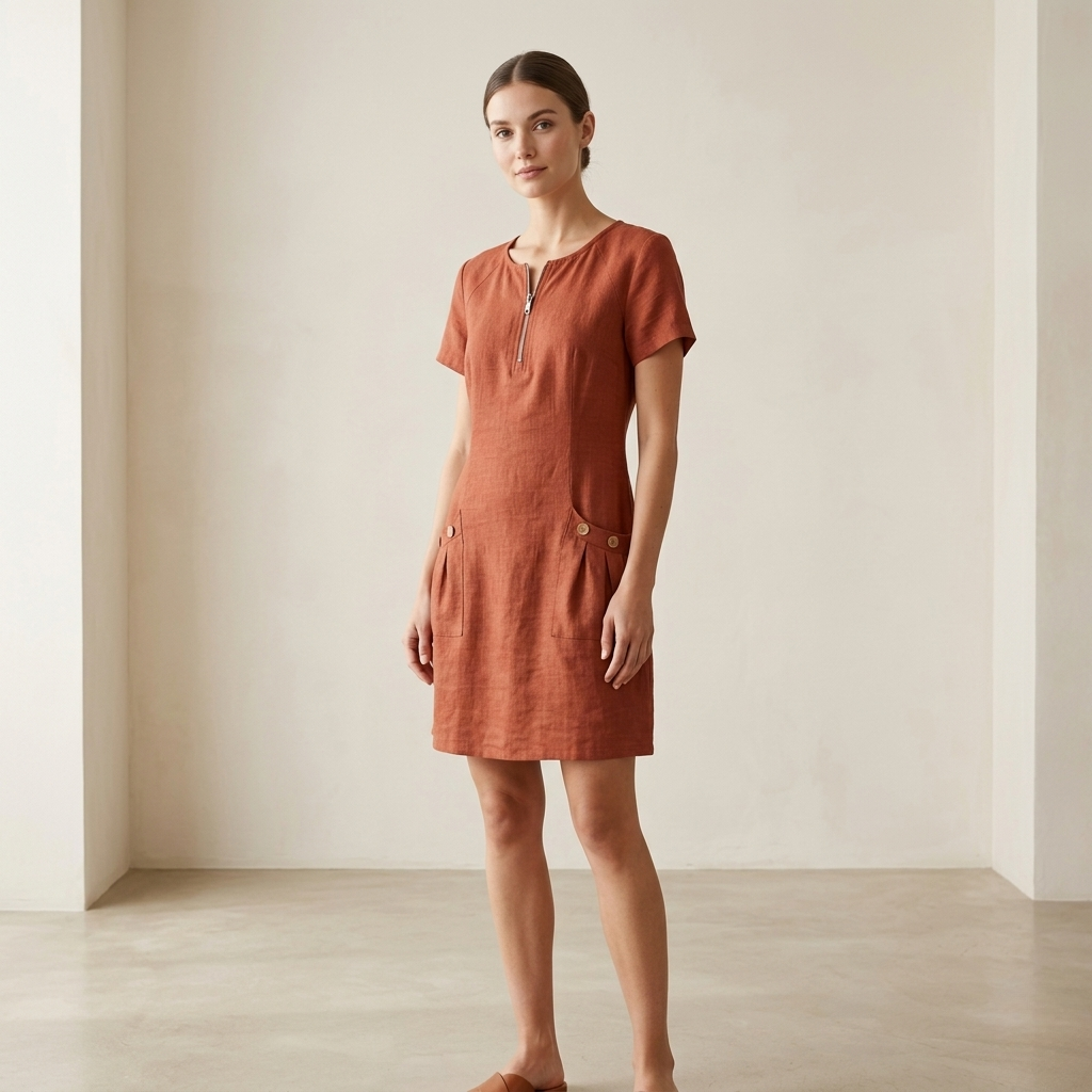 Lina | Cotton Linen Midi Dress