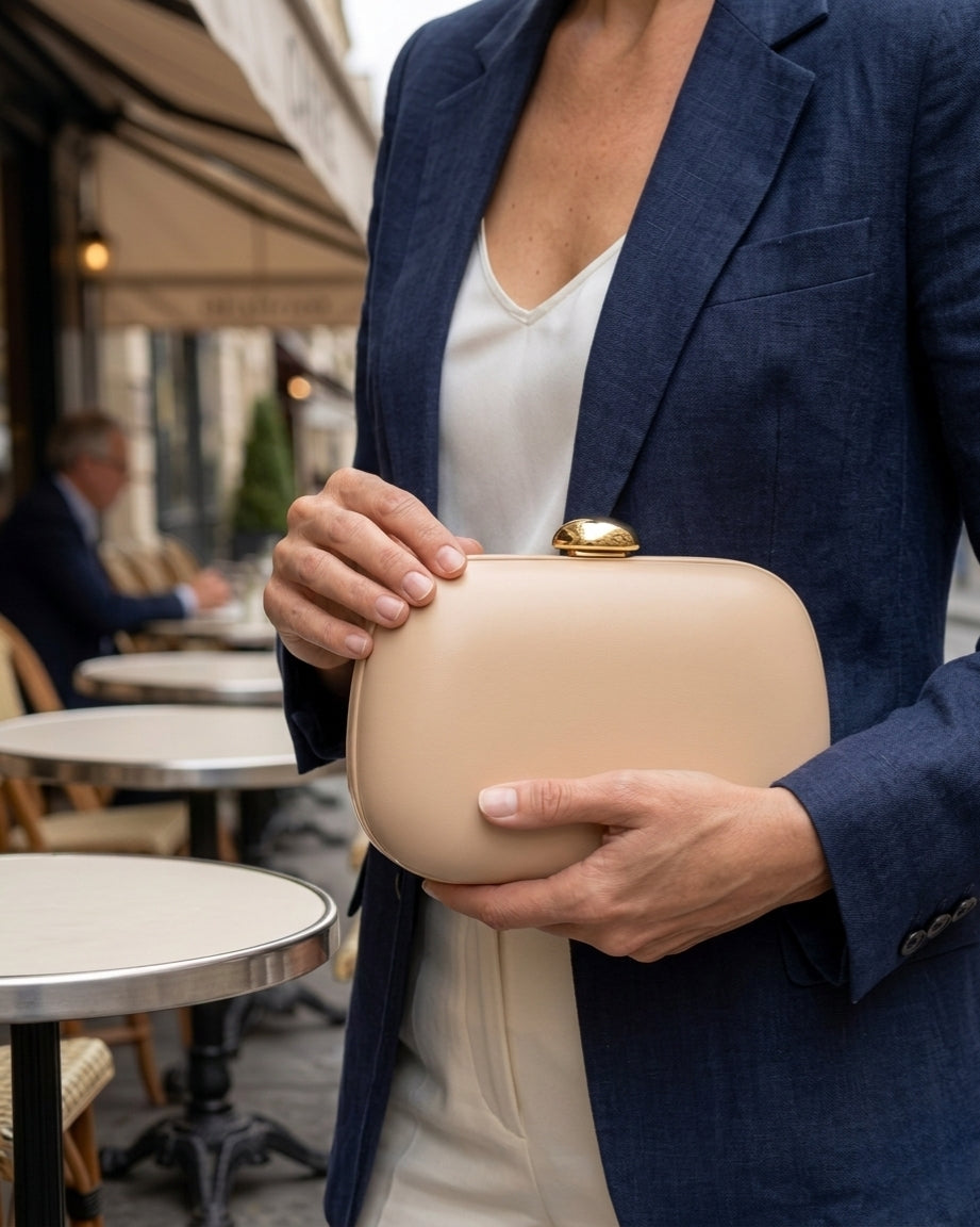 Selene | Rounded Metallic Chain Clutch Bag