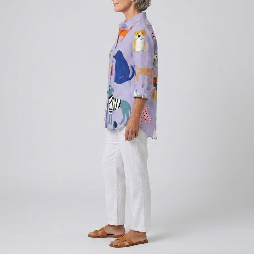 Florence | Playful Dogs Button Blouse