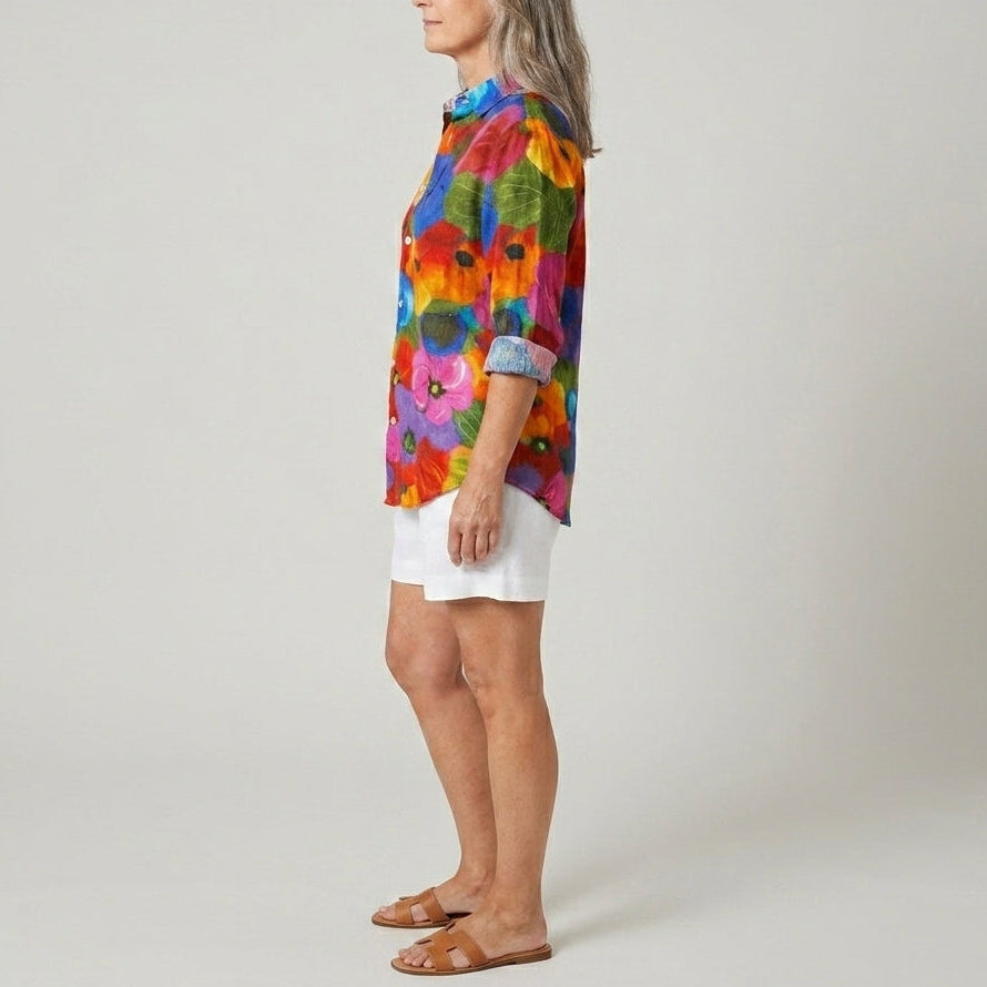 Anita | Artistic Print Button Blouse