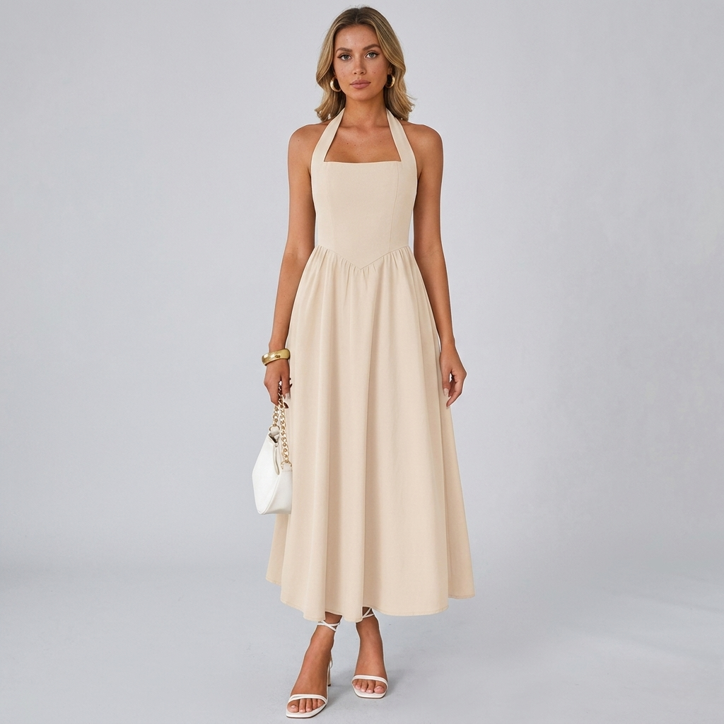 Jessa | Halter Ruched Pocket Dress