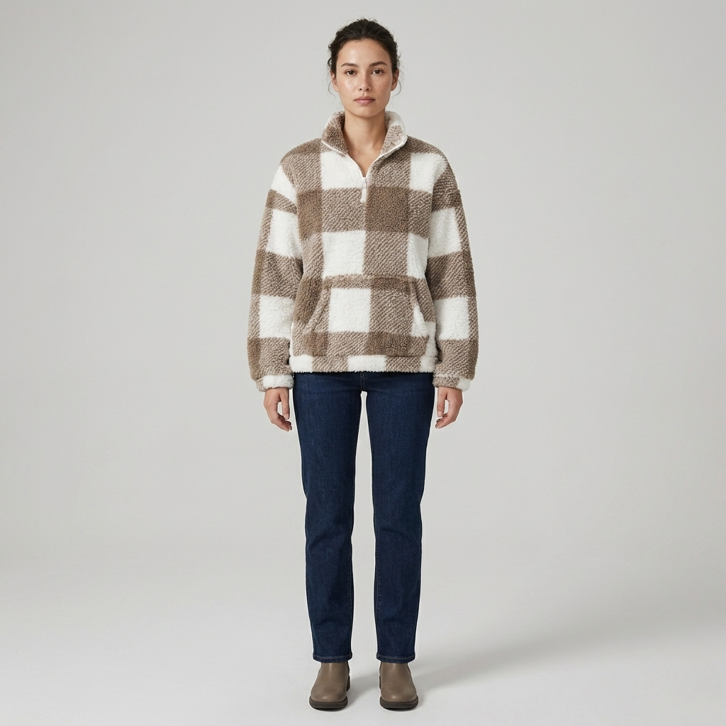 Hilary | Plaid Half Zip Pullover
