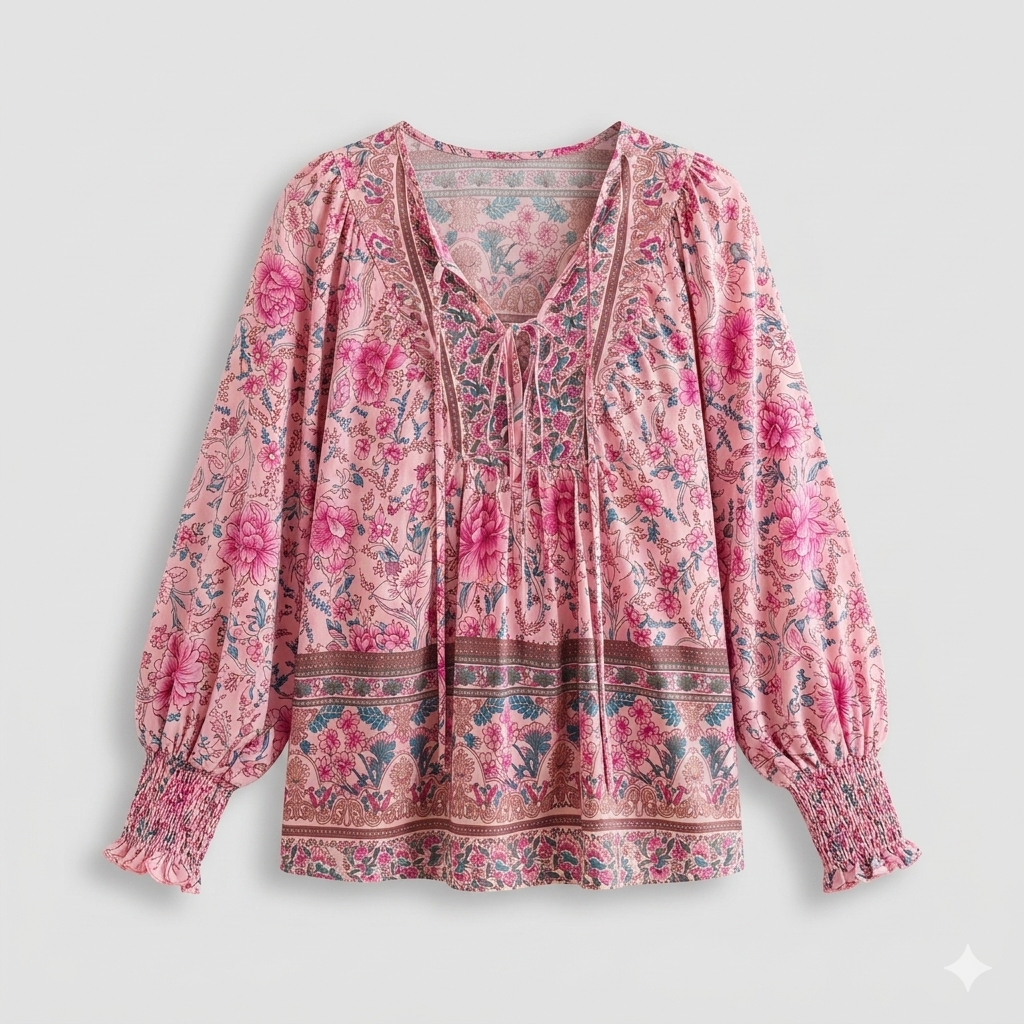 Audry | Floral Ruffle Cuff Blouse
