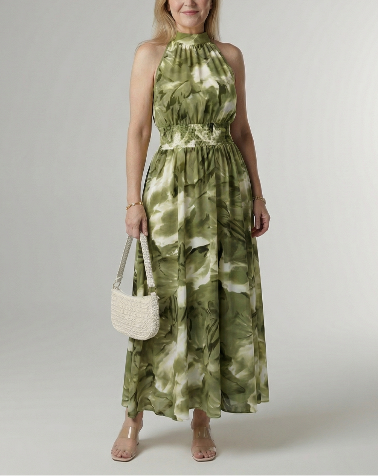 Sylin | Gathered Halter Midi Dress