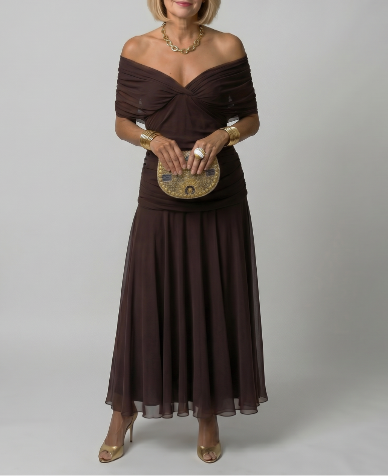 Calen | Off Shoulder Flow Midi Dress