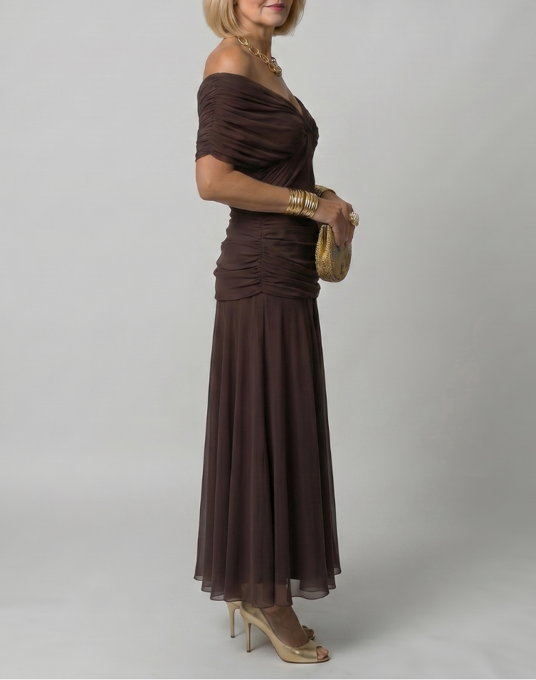 Calen | Off Shoulder Flow Midi Dress