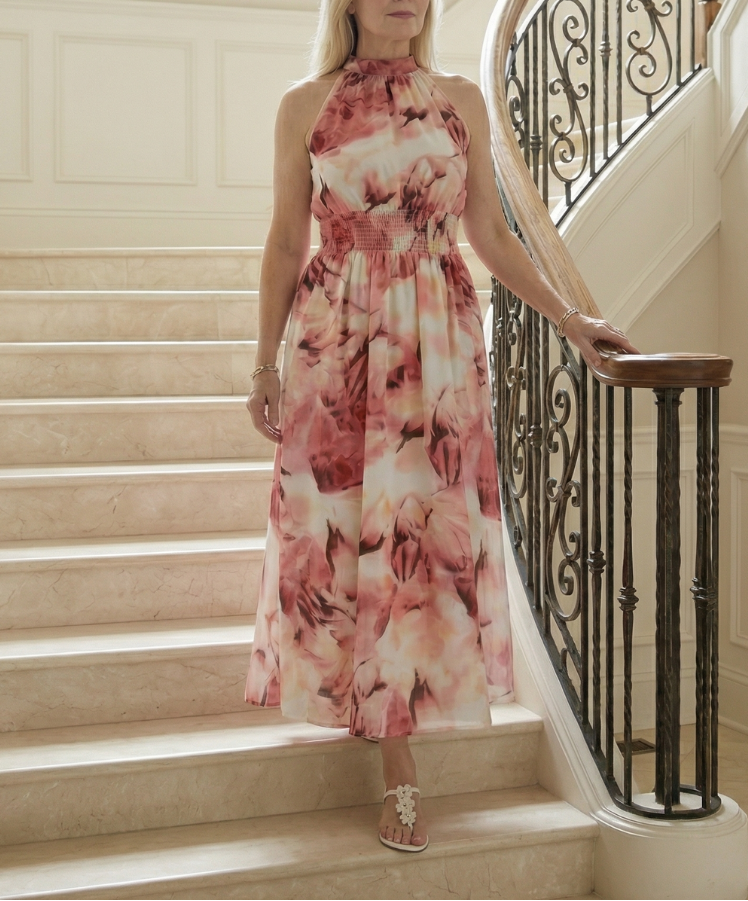 Sylin | Gathered Halter Midi Dress