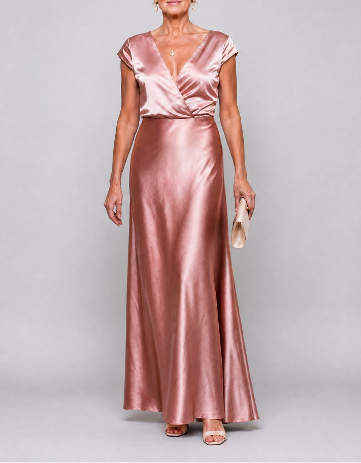 Samouse | Cap Sleeve Wrap Bodice Maxi Dress