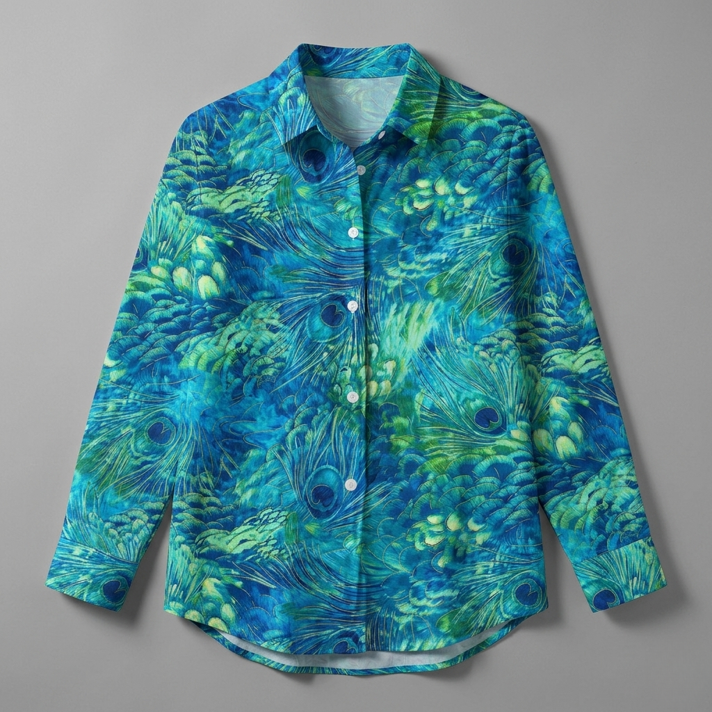 Florina | Peacock Print Button Blouse
