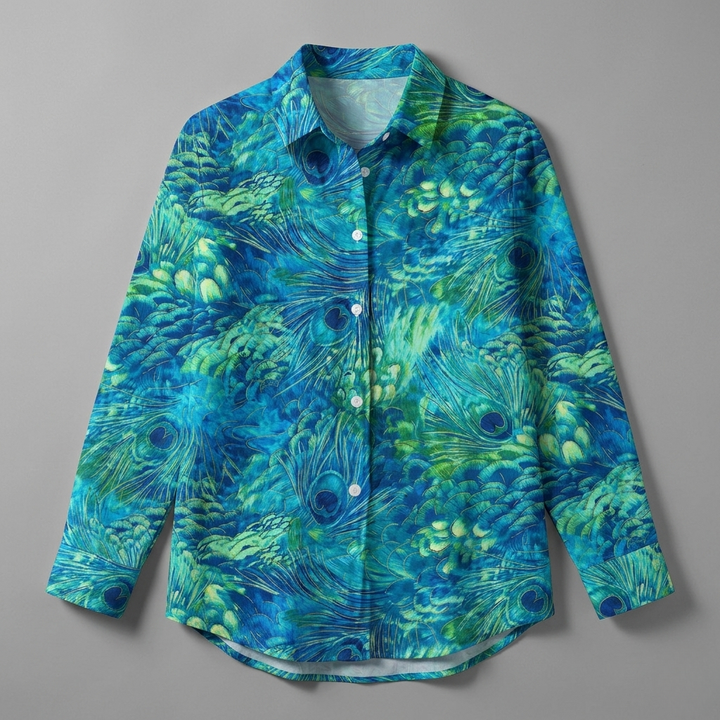 Florina | Peacock Print Button Blouse