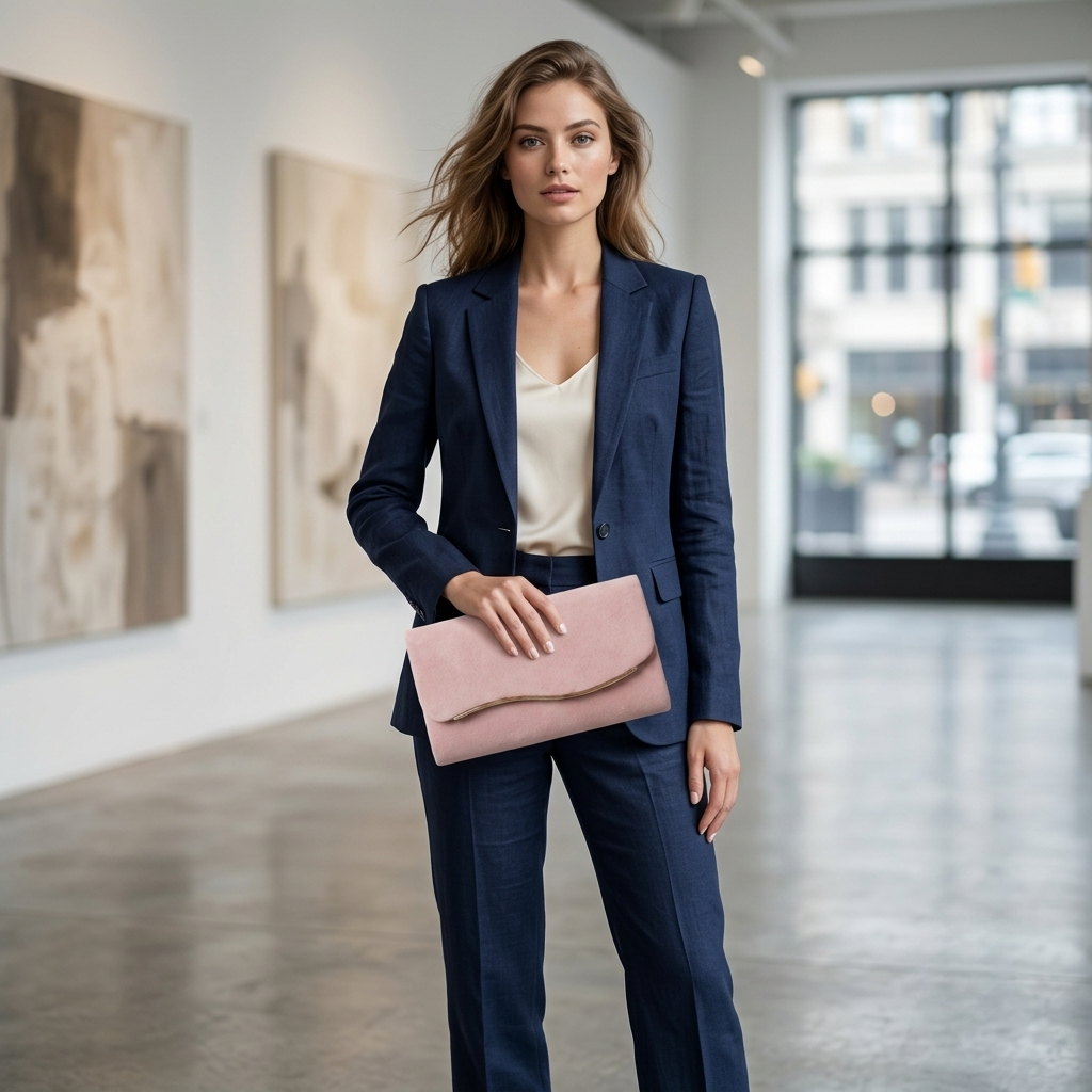 Noemi | Curved Metal Accent Envelope Clutch