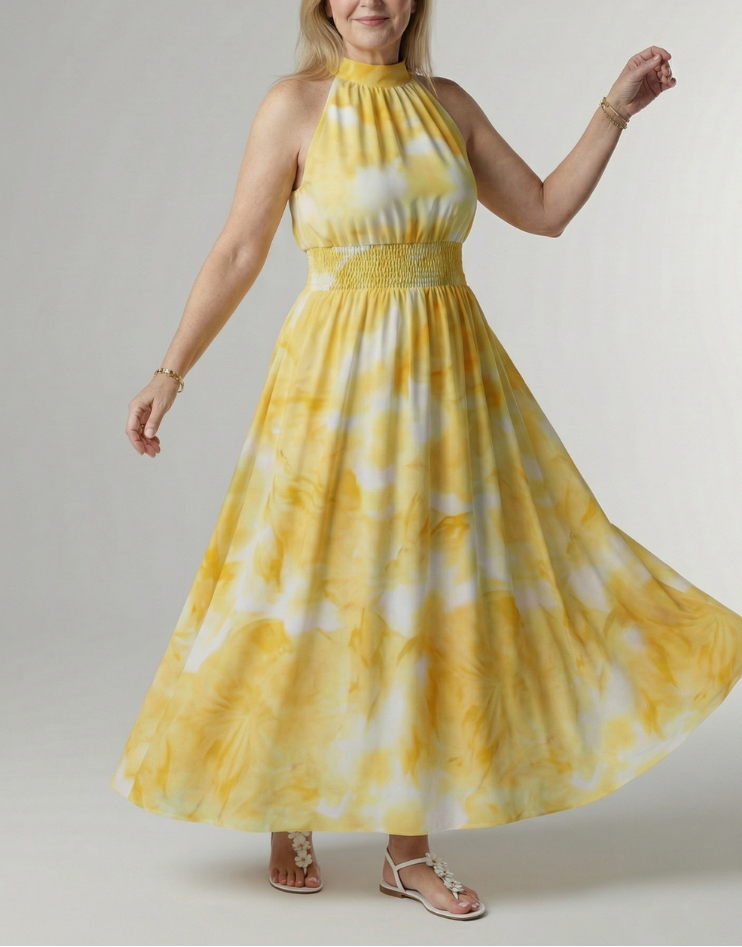 Sylin | Gathered Halter Midi Dress