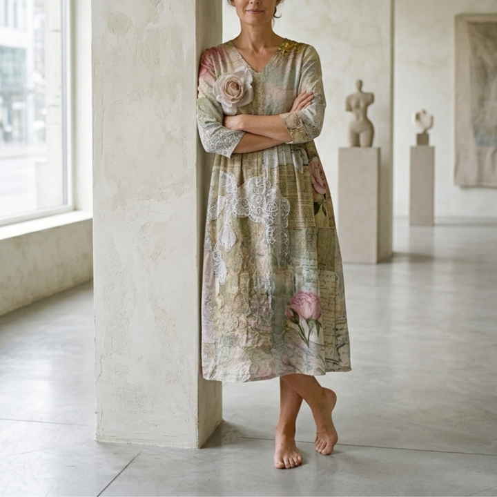 Fiona | Timeless Floral Elegance Midi Dress