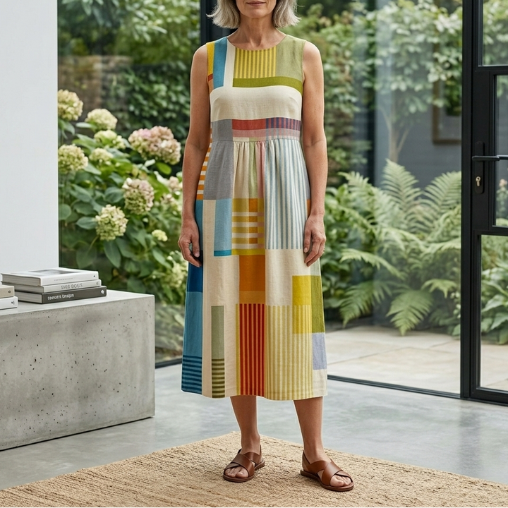 Eve | Geometric Print Midi Dress