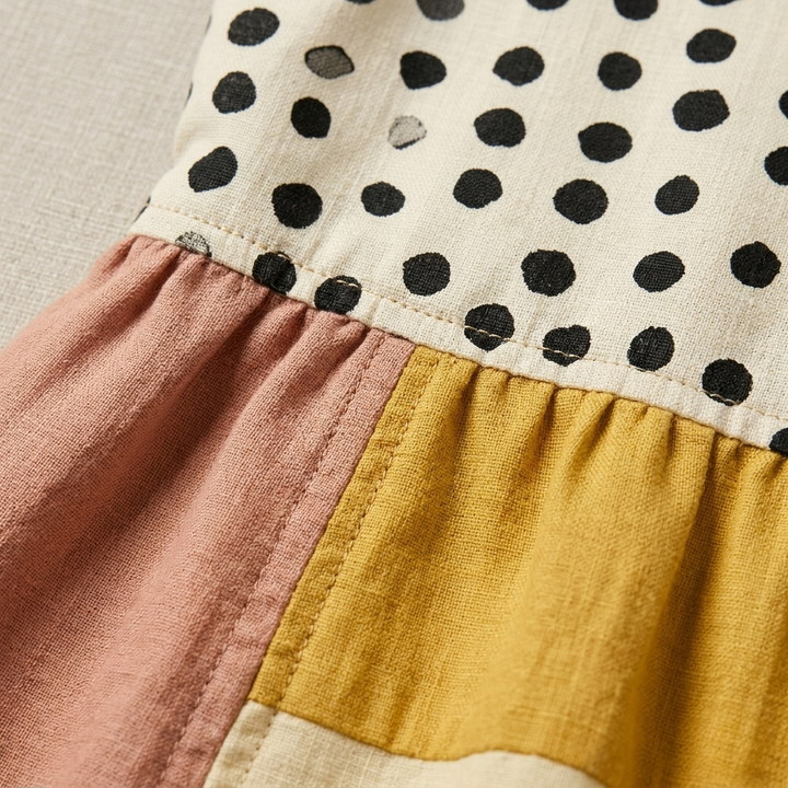 Leah | Polka Colorblock Midi Dress