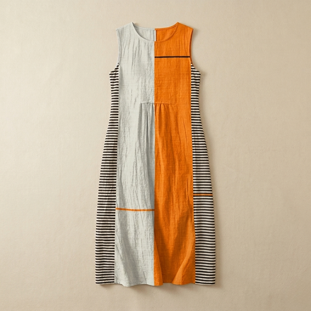May | Striped Colorblock Midi Dress