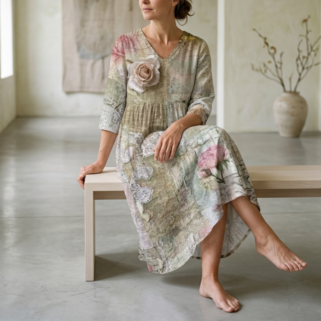 Fiona | Timeless Floral Elegance Midi Dress