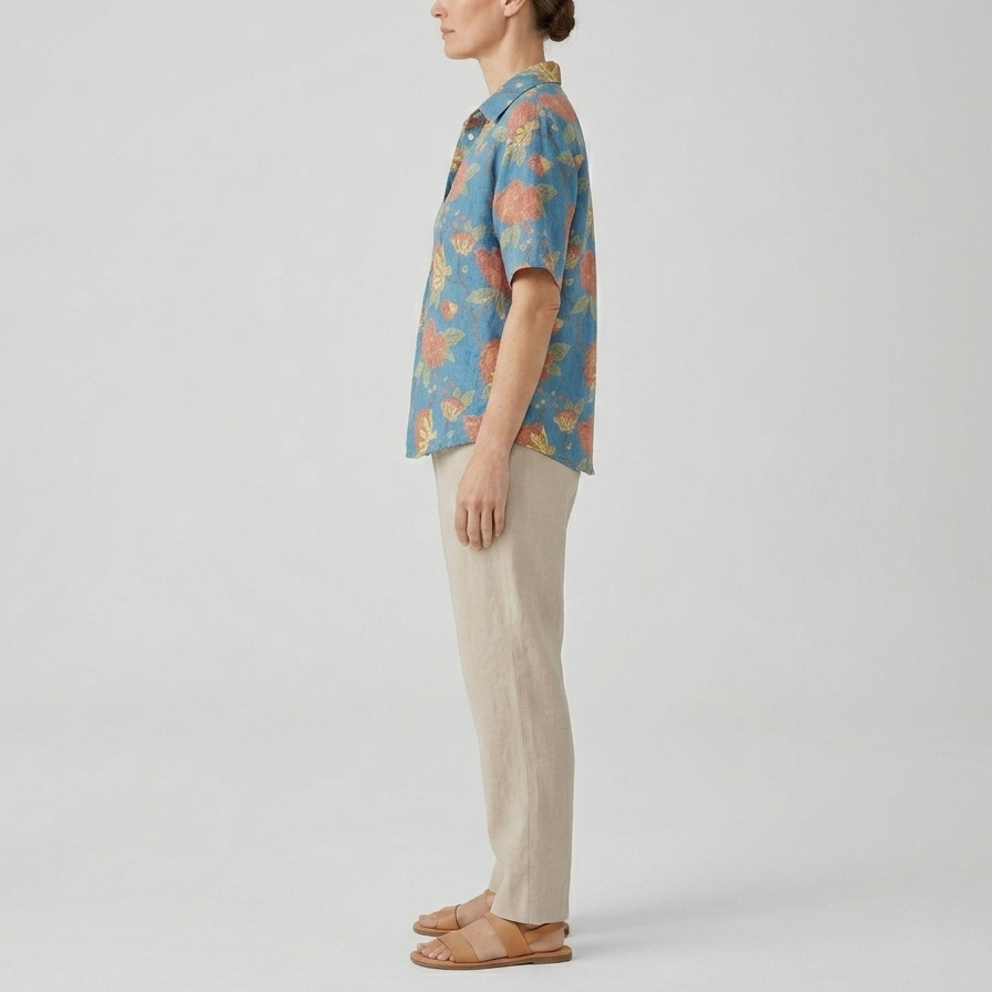 Lynaa | Floral V-Neck Button Blouse