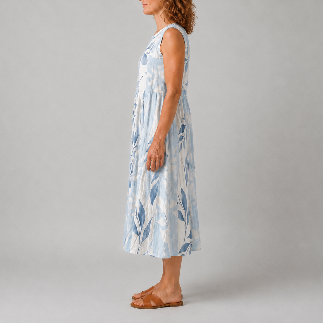 Jolie | Leaf Print Midi Dress