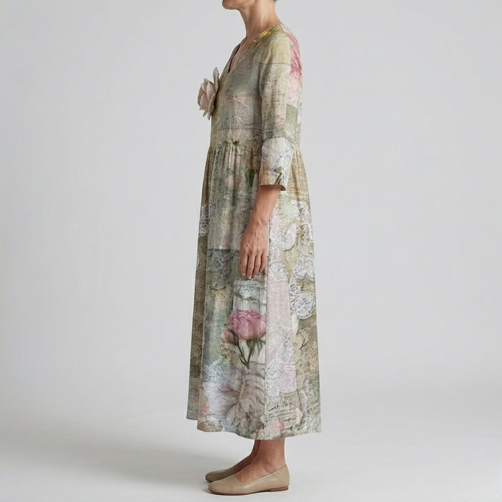 Fiona | Timeless Floral Elegance Midi Dress