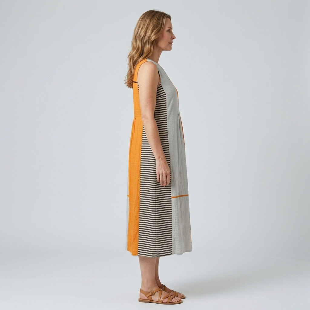 May | Striped Colorblock Midi Dress
