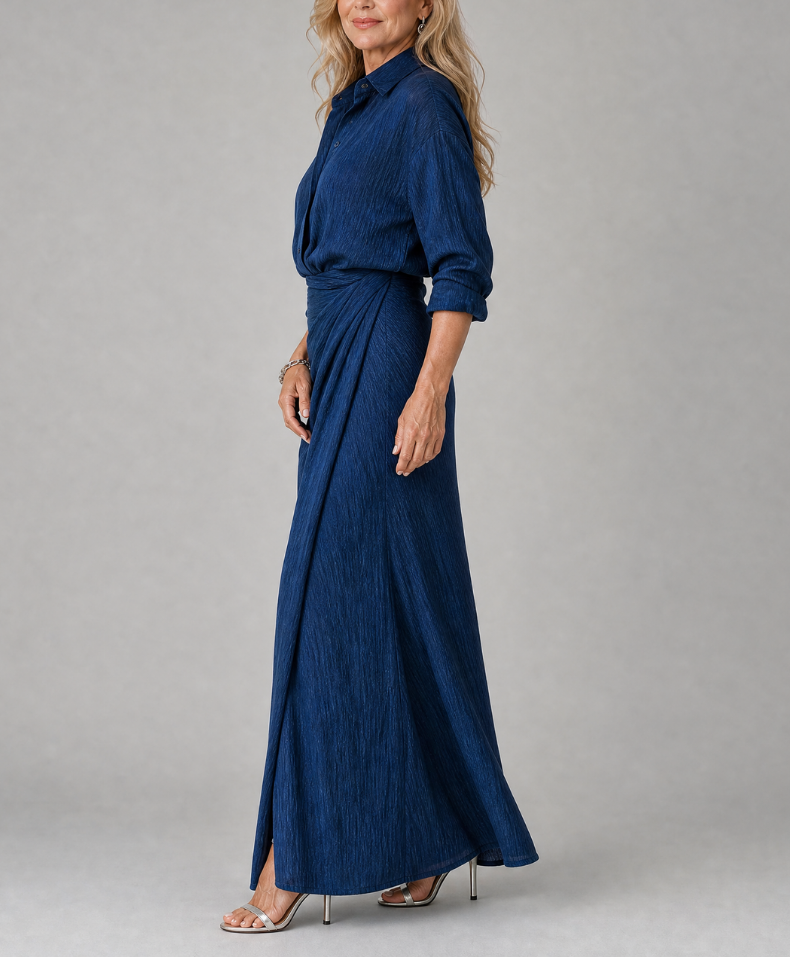 Mirque | Long Sleeve Wrap Front Maxi Dress
