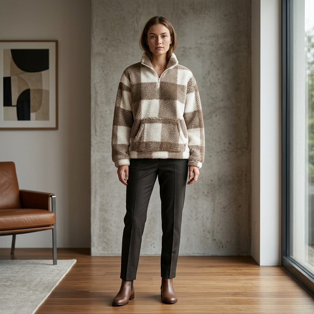 Hilary | Plaid Half Zip Pullover