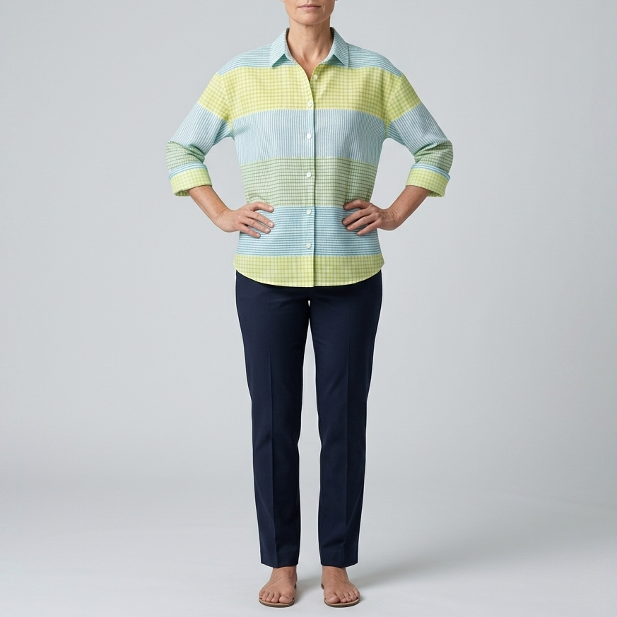 Filippa | Pastel Grid Button Blouse