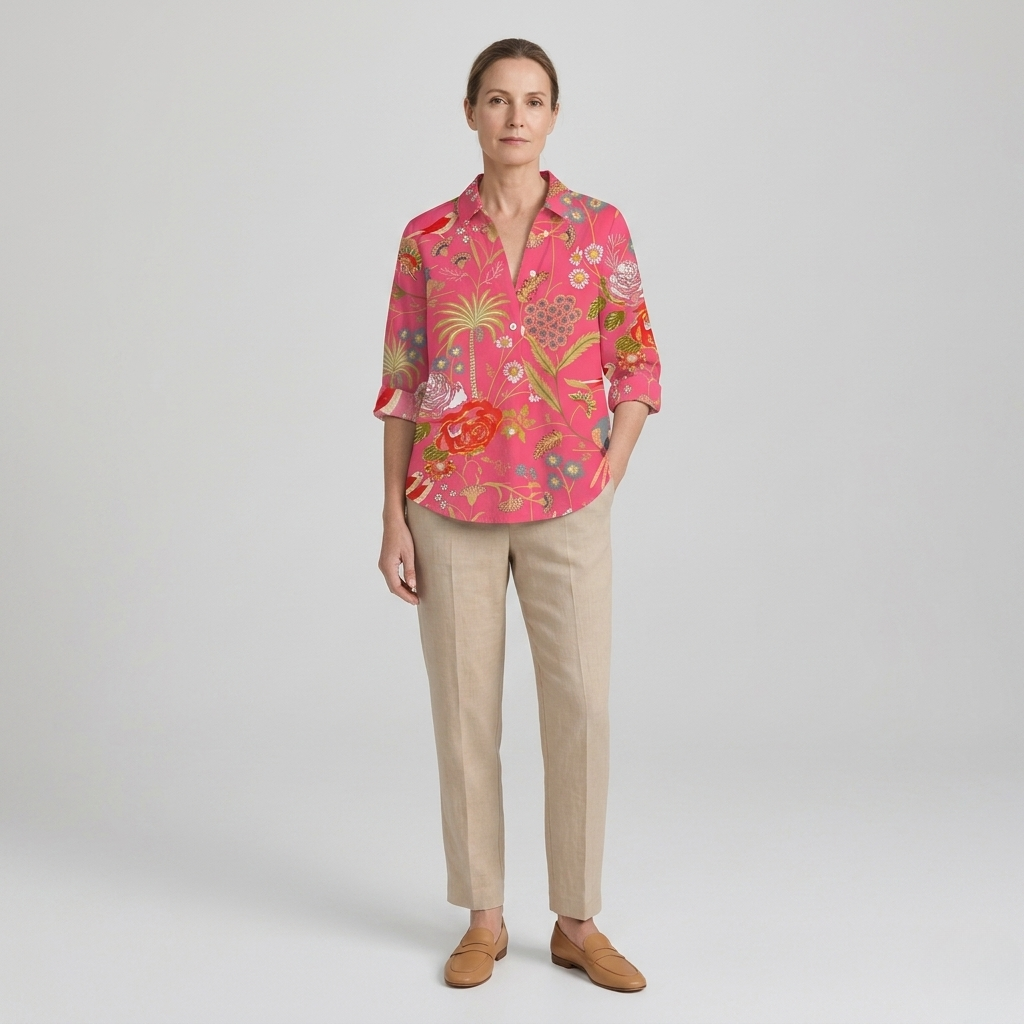 Floriana | Tropical Print V-Neck Blouse
